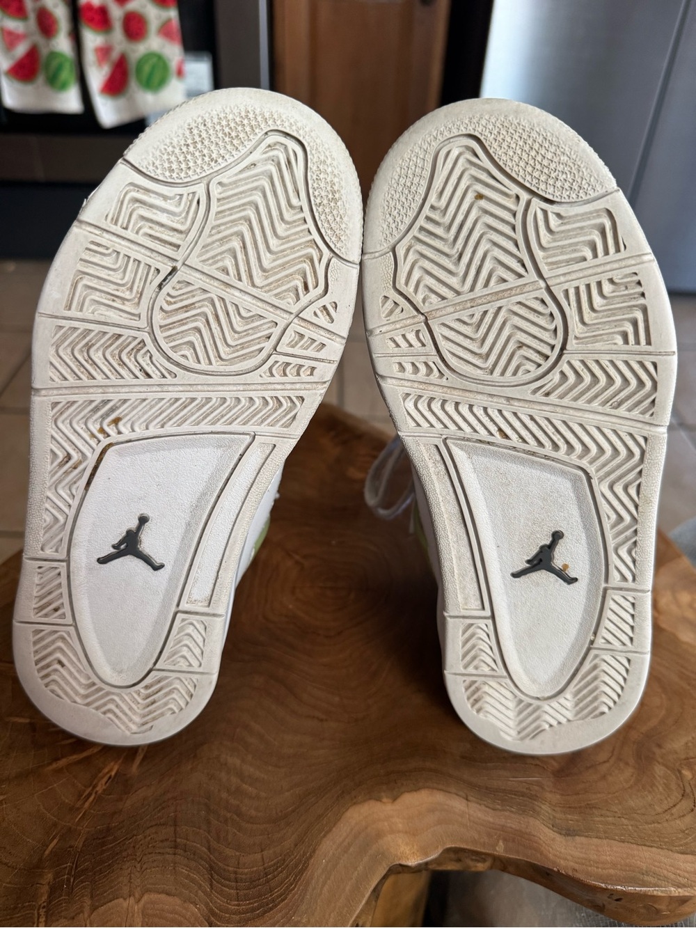 Jordan Kids White and Lime Accent Sneakers - Picture 7 of 9